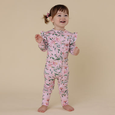 Pink Wattle Organic Snugglesuit Convertible Romper with Frill | Snuggle Hunny