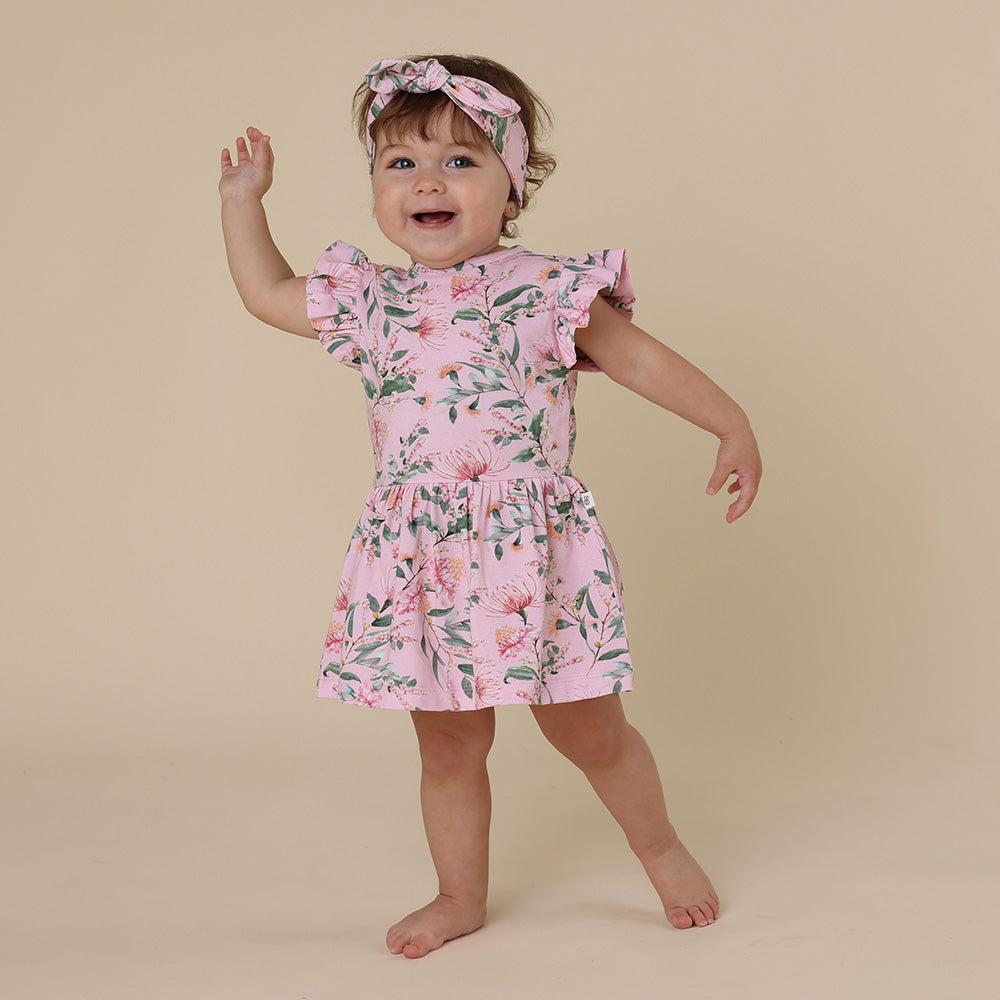 Pink Wattle Short Sleeve Organic Dress - View 1