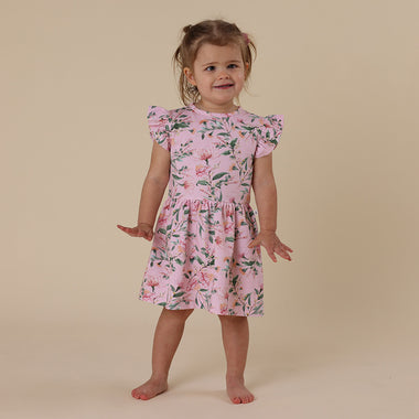 Pink Wattle Short Sleeve Organic Dress | Snuggle Hunny