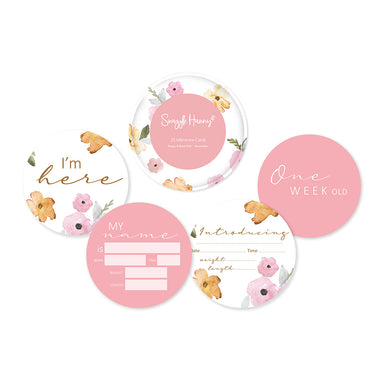 Poppy & Blush Pink Reversible Milestone Cards | Snuggle Hunny