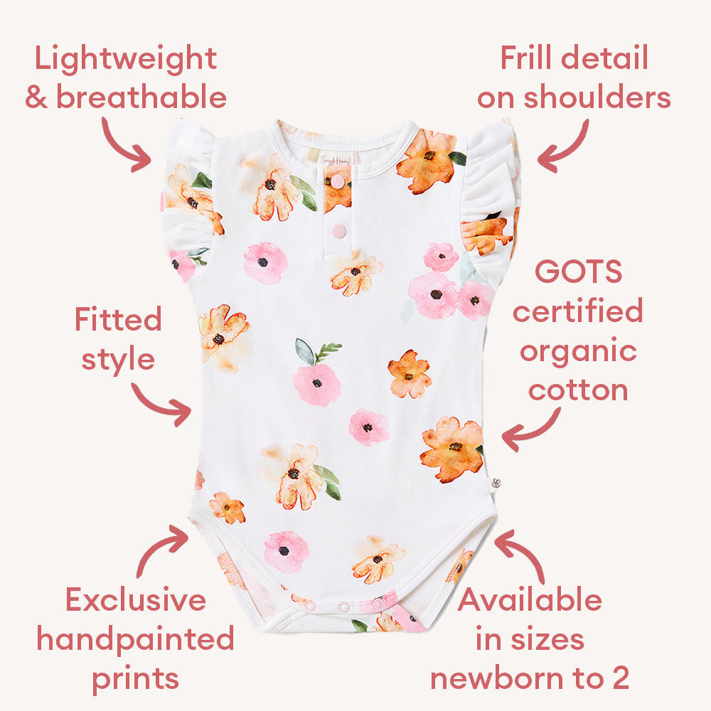 Poppy Short Sleeve Organic Bodysuit with Frill - View 4