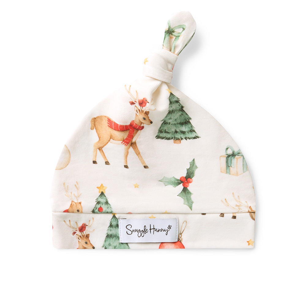 Prancer & Friends Organic Jersey Wrap & Beanie Set - View 4