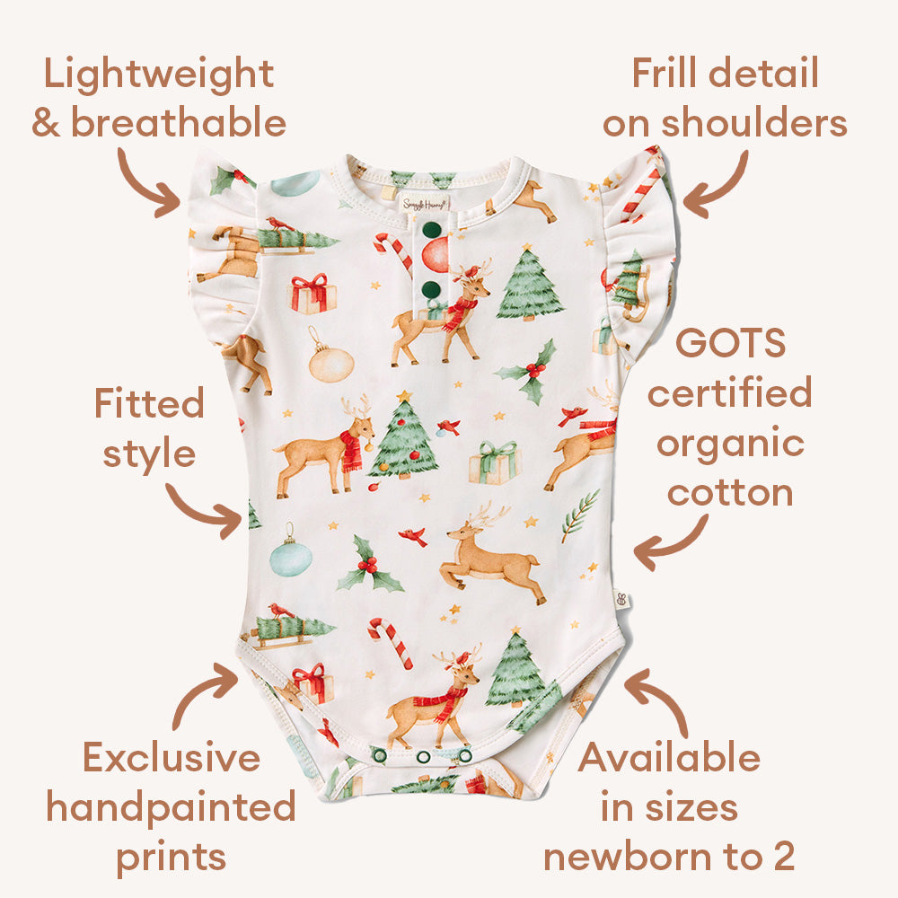 Prancer & Friends Short Sleeve Organic Bodysuit with Frill - View 5
