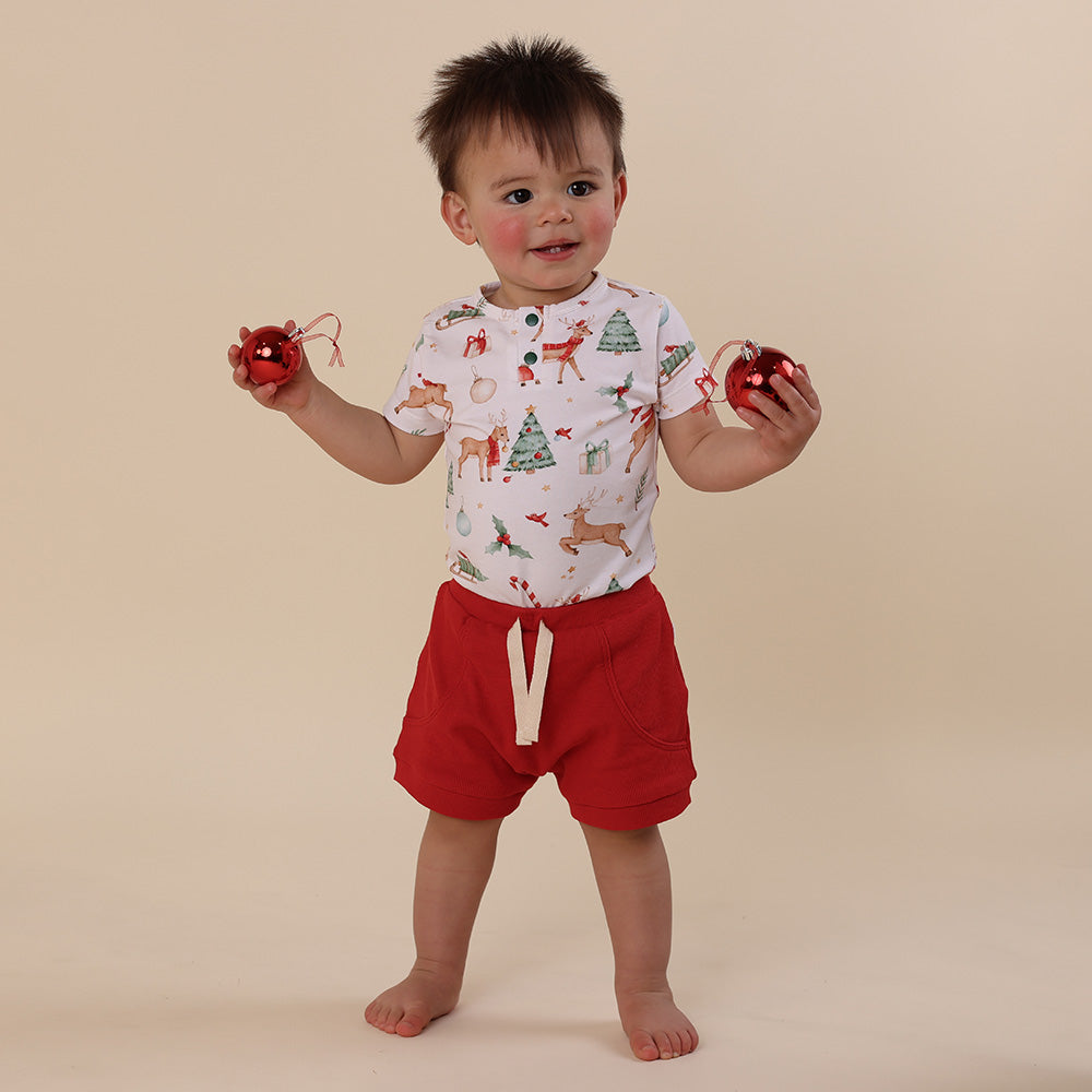 Prancer & Friends Short Sleeve Organic Bodysuit - View 1