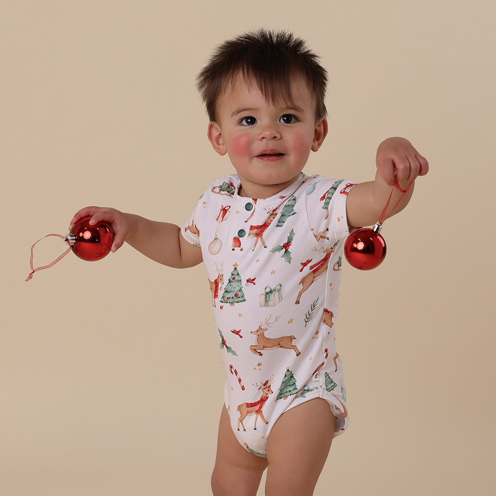 Prancer & Friends Short Sleeve Organic Bodysuit - View 3