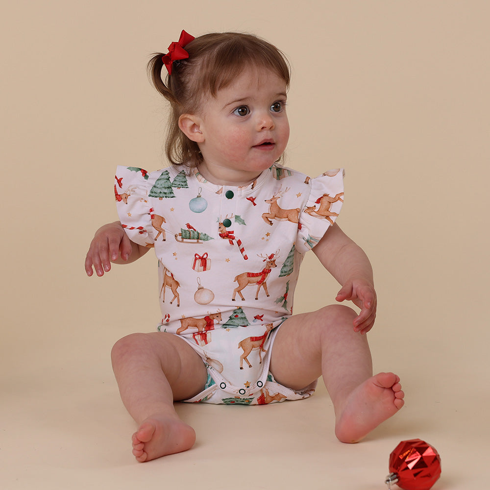Prancer & Friends Short Sleeve Organic Bodysuit with Frill - View 7