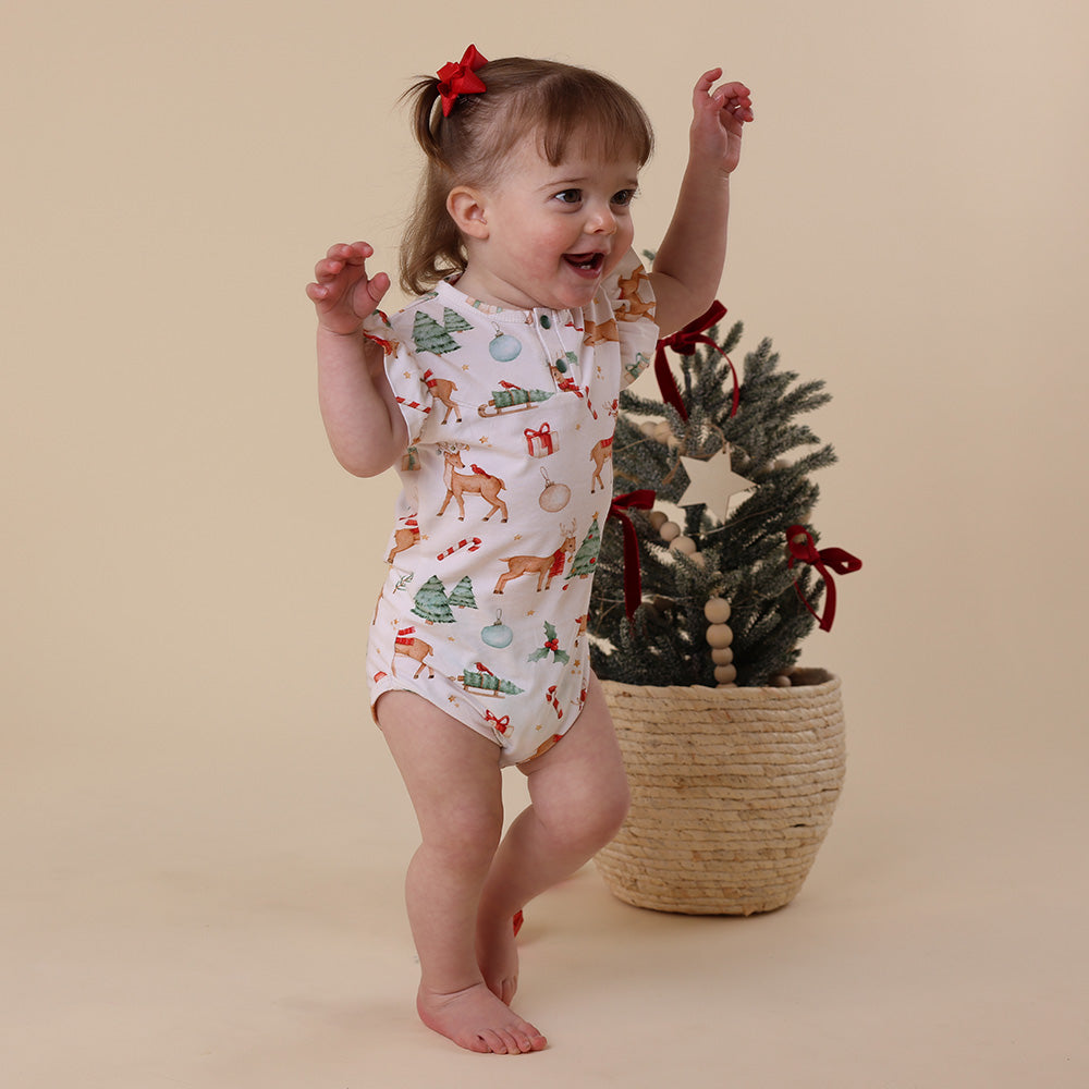 Prancer & Friends Short Sleeve Organic Bodysuit with Frill - View 8