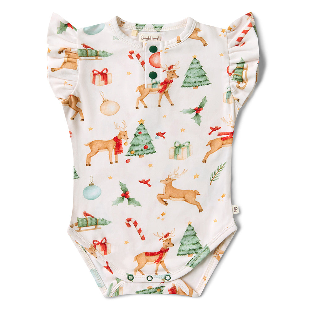 Prancer & Friends Short Sleeve Organic Bodysuit with Frill - View 2