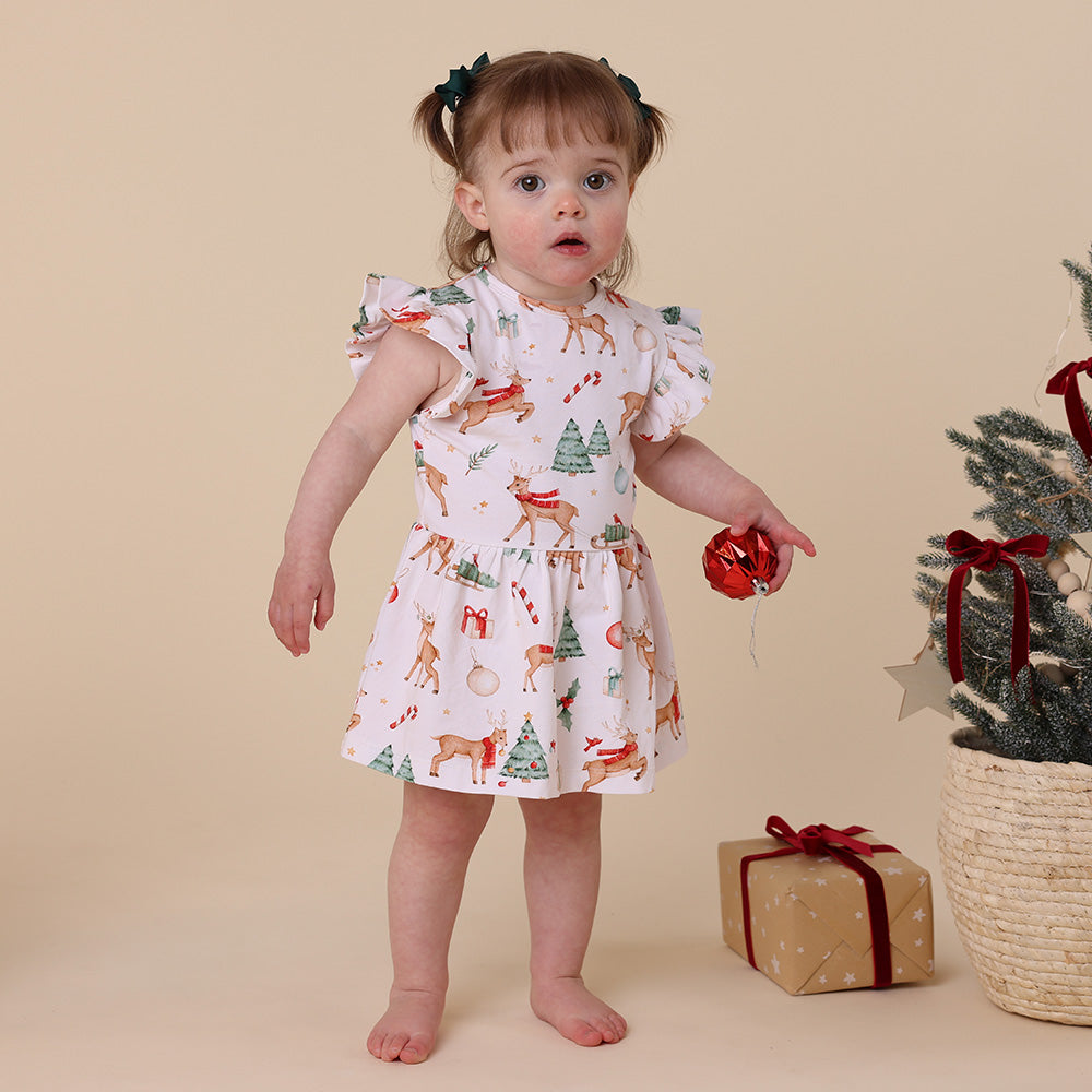 Prancer & Friends Short Sleeve Organic Dress - View 1