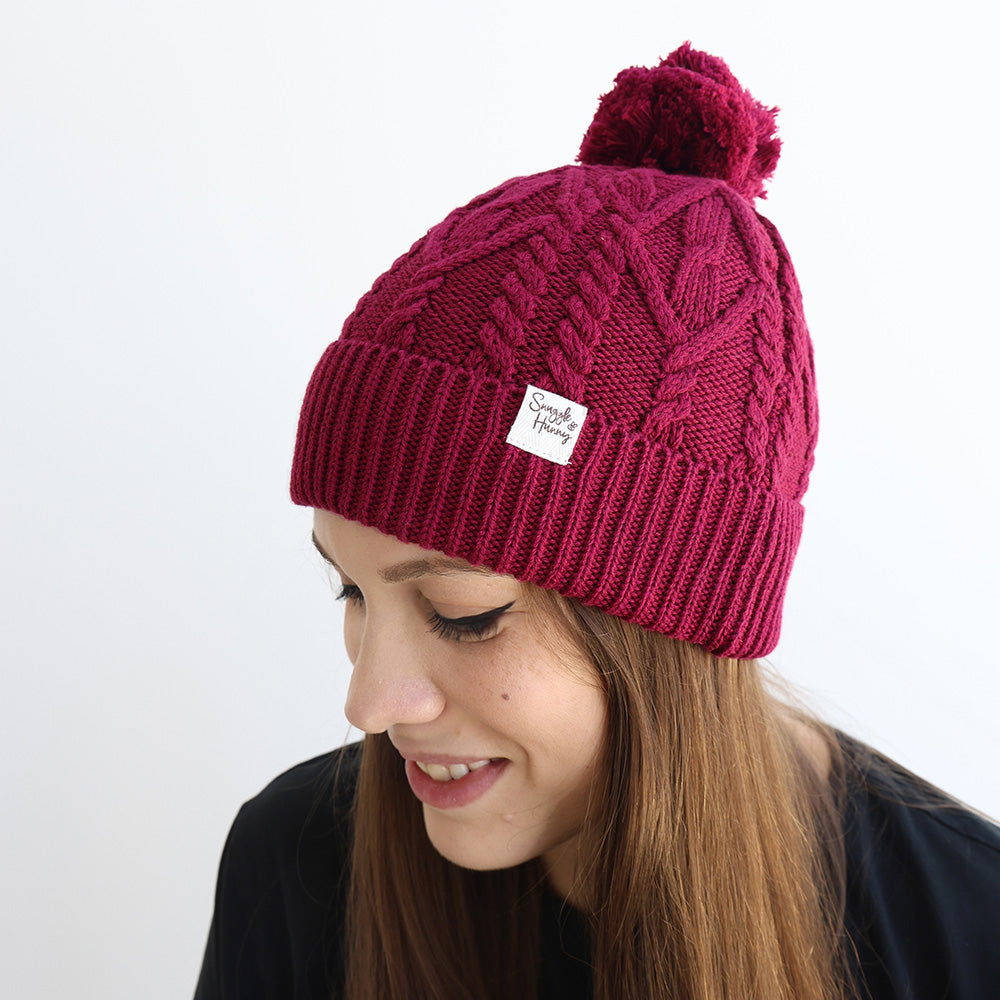 Raspberry Organic Adult Knit Beanie - View 5