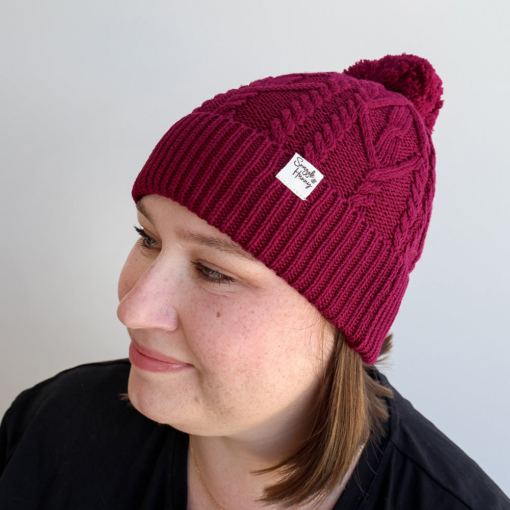 Raspberry Organic Adult Knit Beanie - View 6