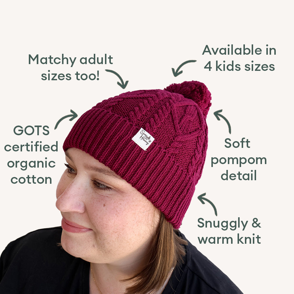 Raspberry Organic Adult Knit Beanie - View 4