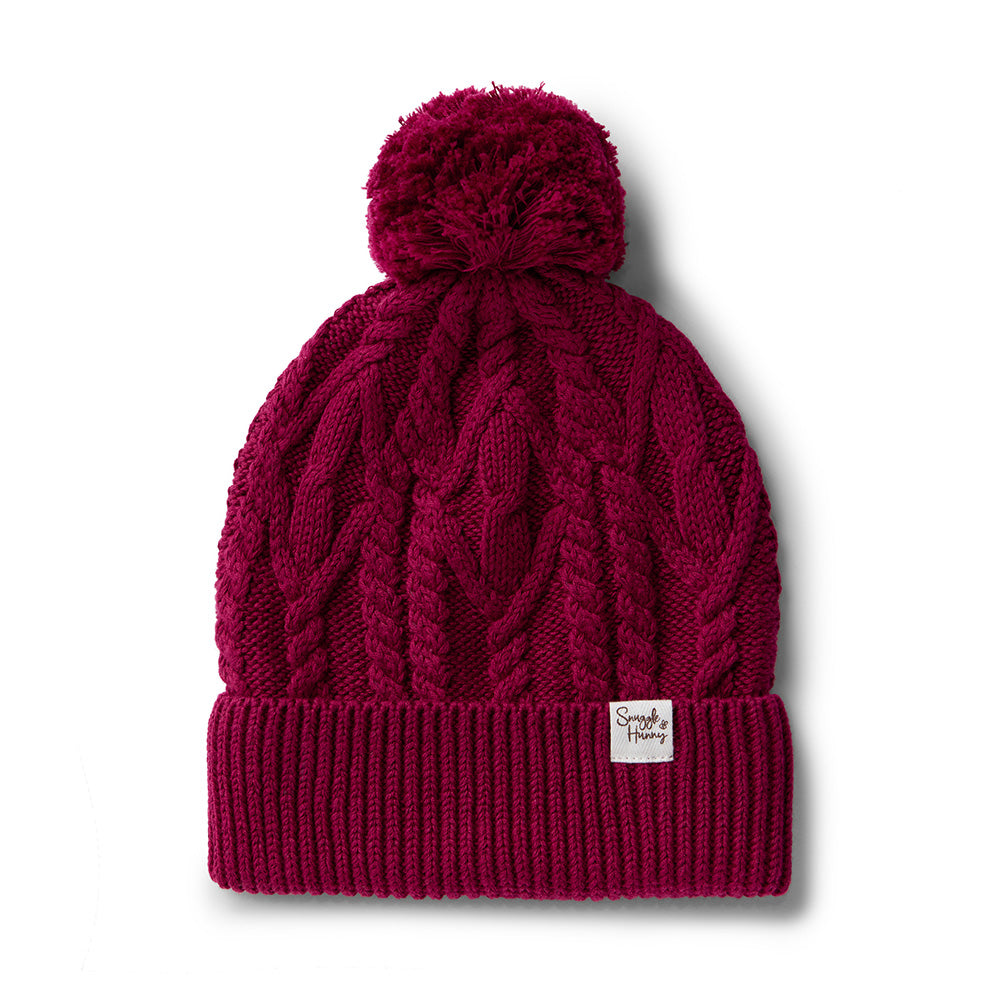 Raspberry Organic Adult Knit Beanie - View 2