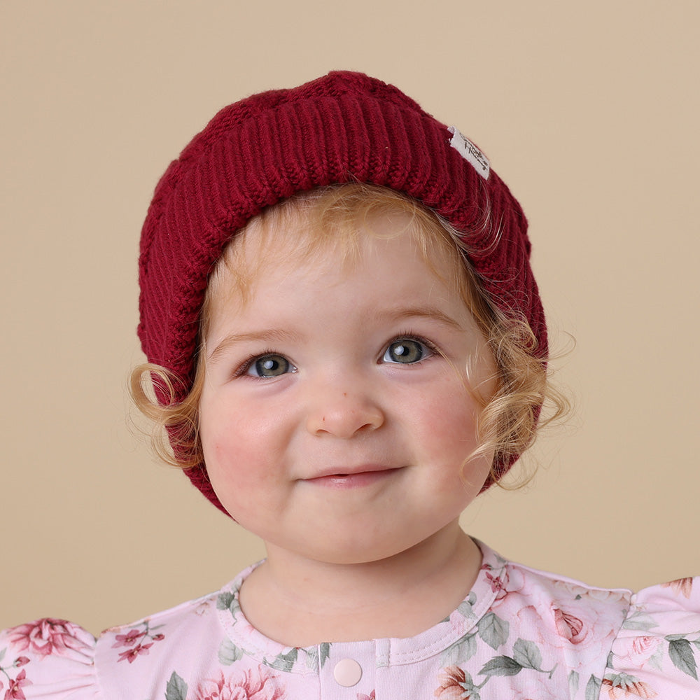 Raspberry Organic Baby Knit Beanie - View 9