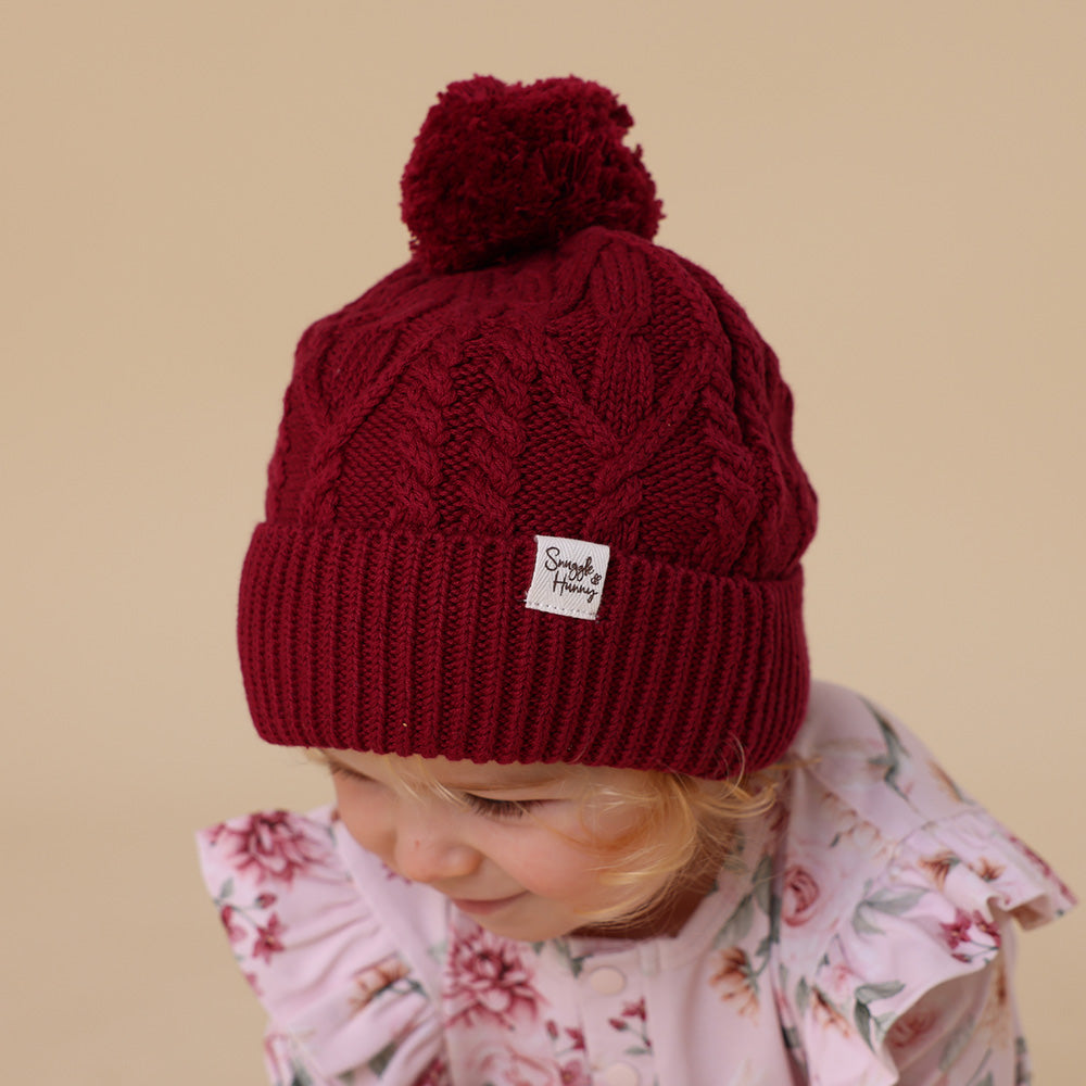 Raspberry Organic Baby Knit Beanie - View 6