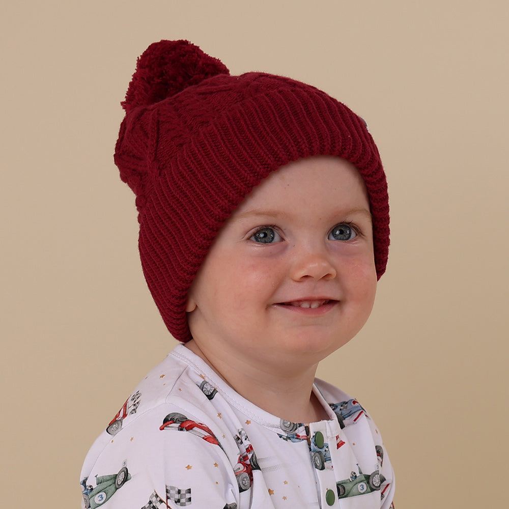 Raspberry Organic Baby Knit Beanie - View 3