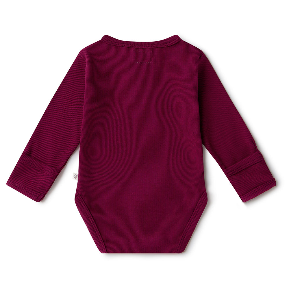 Raspberry Long Sleeve Organic Bodysuit - View 7