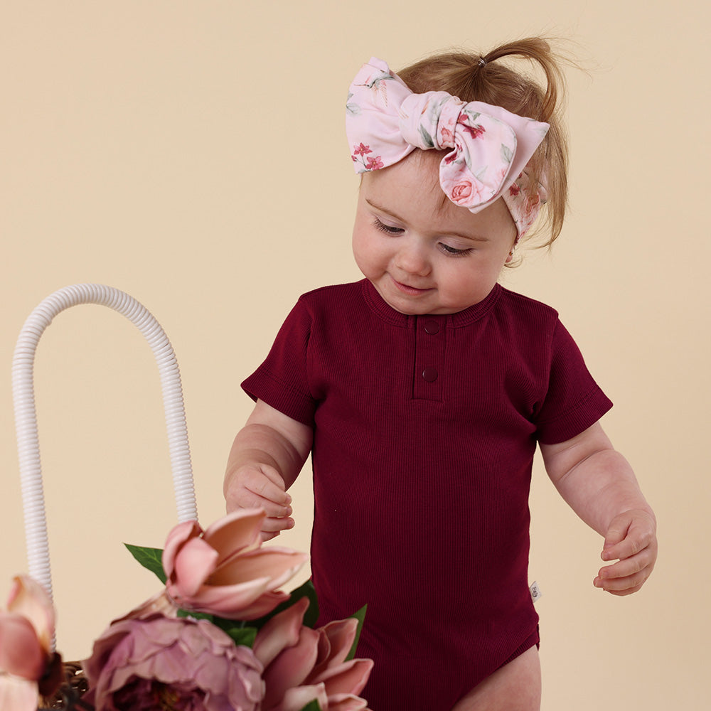 Raspberry Short Sleeve Organic Bodysuit - View 8