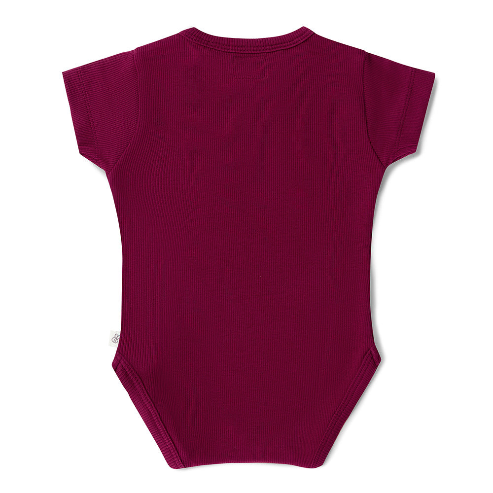 Raspberry Short Sleeve Organic Bodysuit - View 14