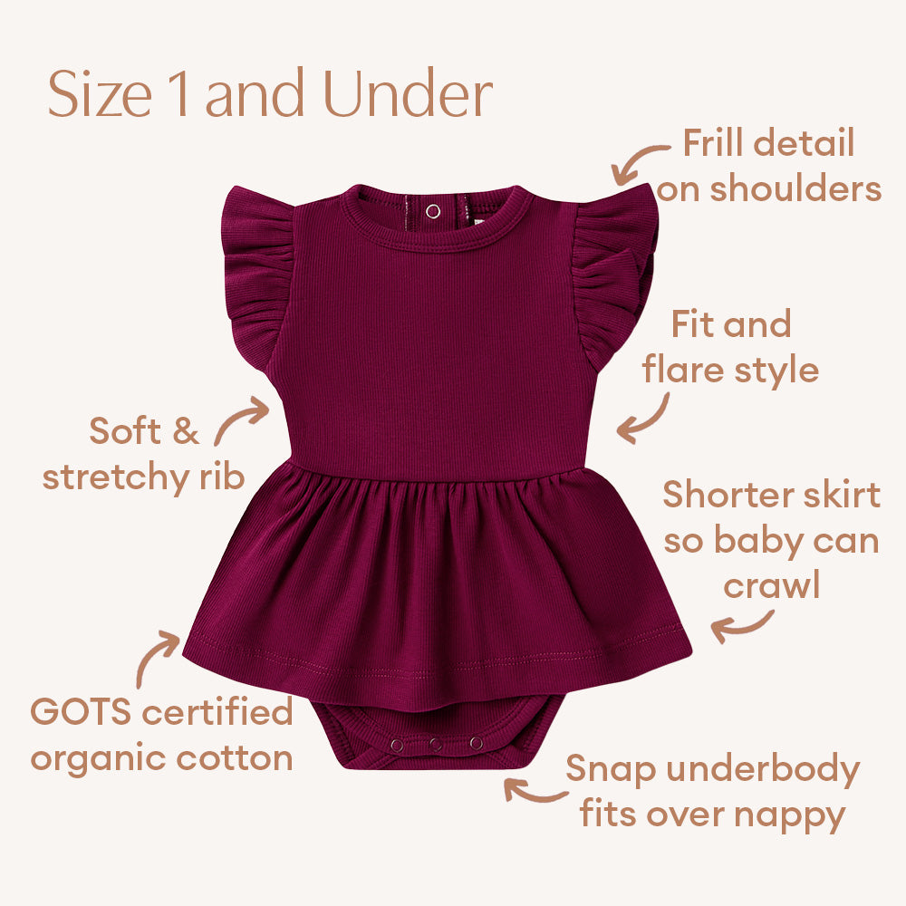 Raspberry Short Sleeve Organic Dress - View 7