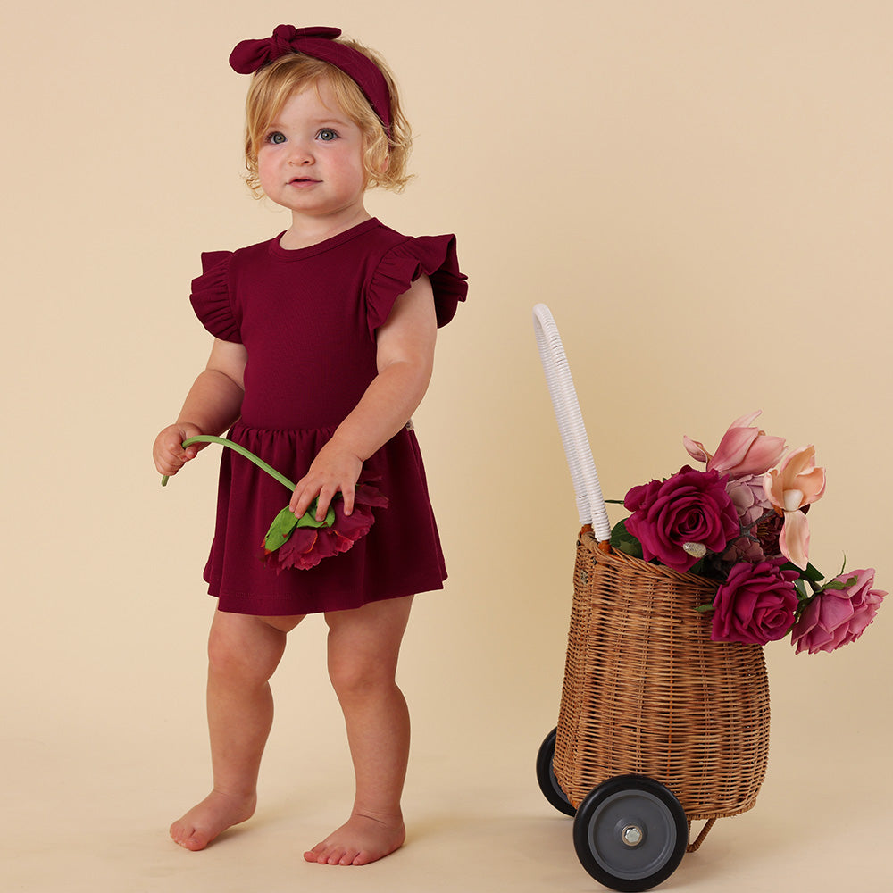 Raspberry Short Sleeve Organic Dress - View 10