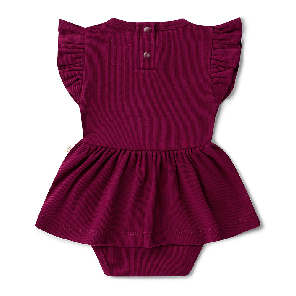 Raspberry Short Sleeve Organic Dress - View 11