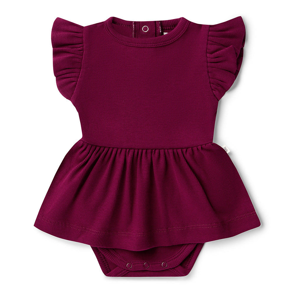 Raspberry Short Sleeve Organic Dress - View 2