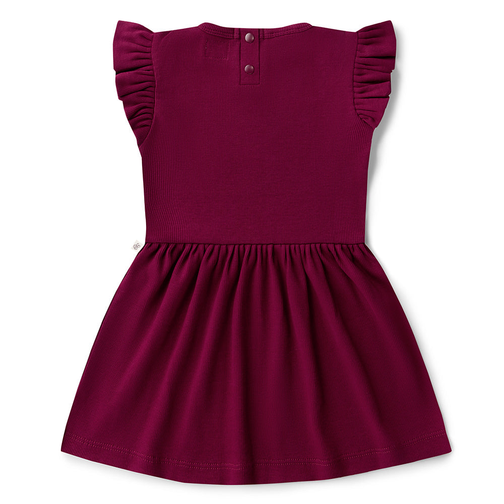Raspberry Short Sleeve Organic Dress - View 5