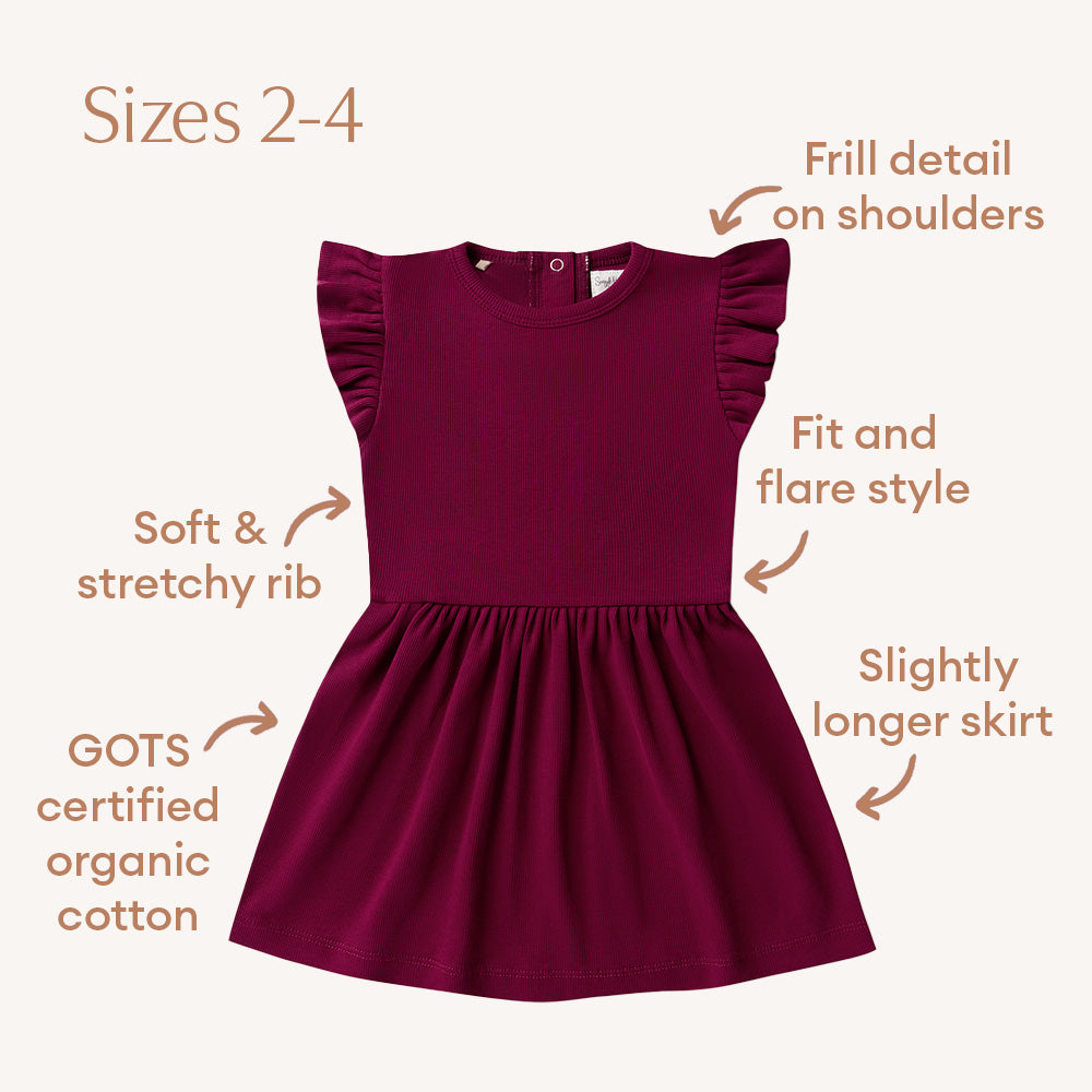 Raspberry Short Sleeve Organic Dress - View 8