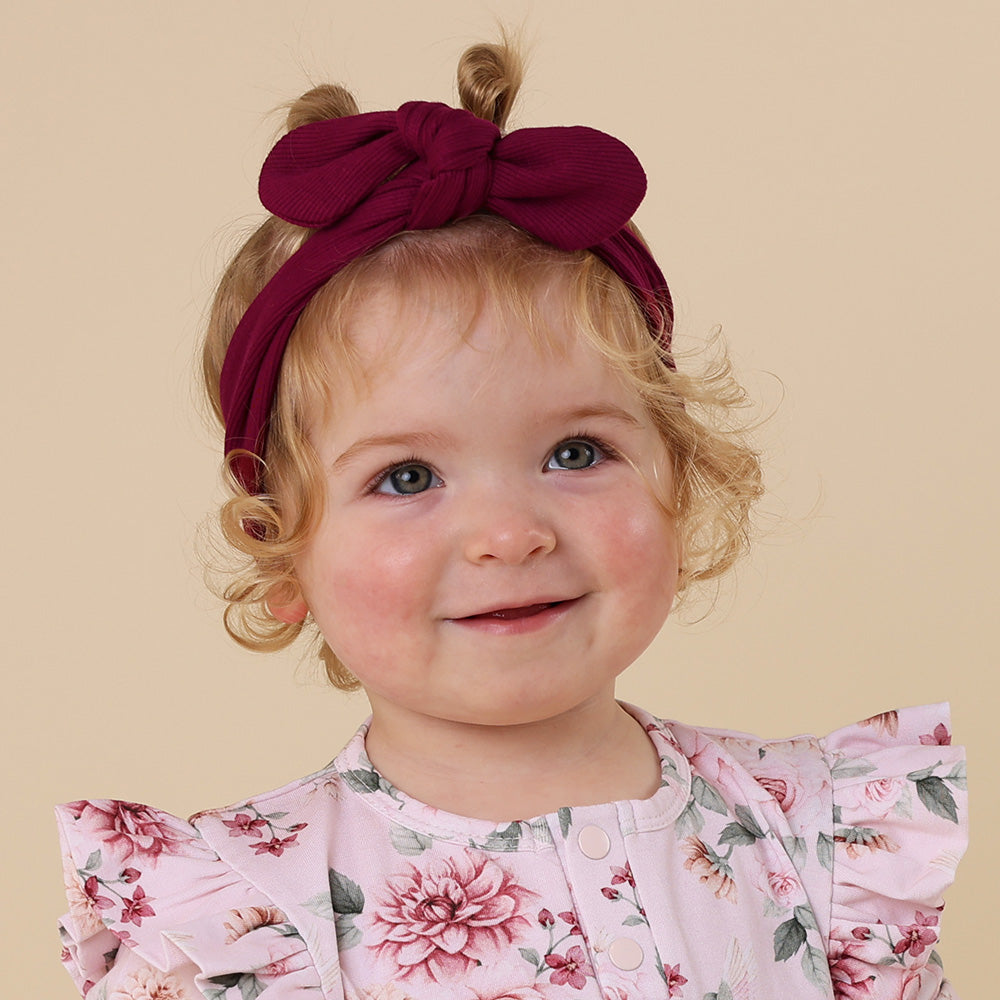 Raspberry Ribbed Organic Topknot - View 3