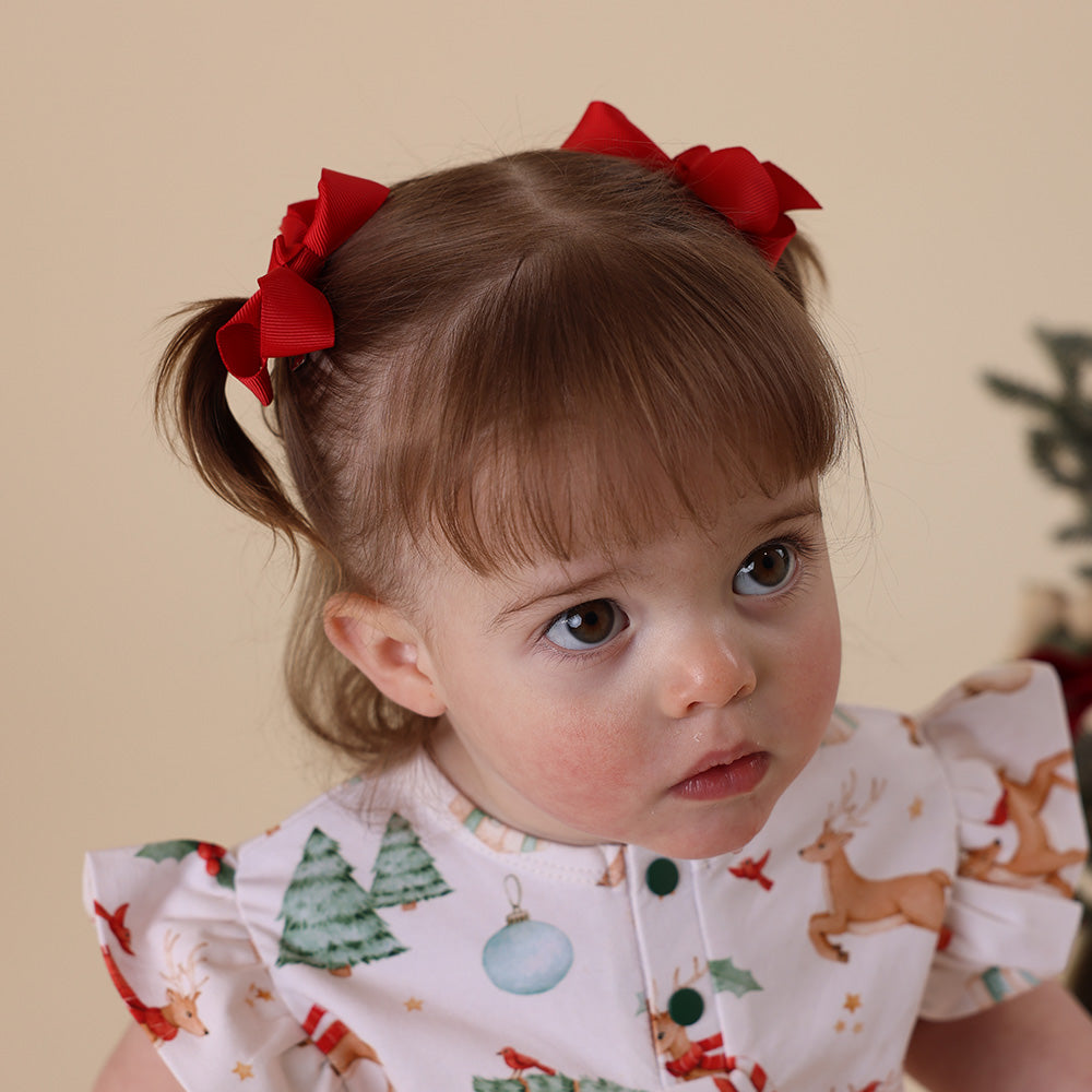 Red Piggy Tail Hair Clips - Pair - View 1