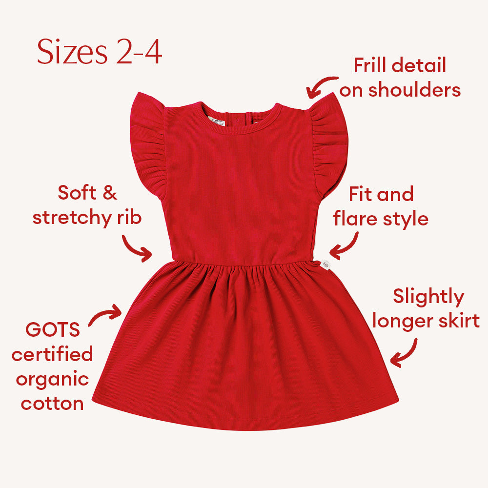 Red Short Sleeve Organic Dress - View 7