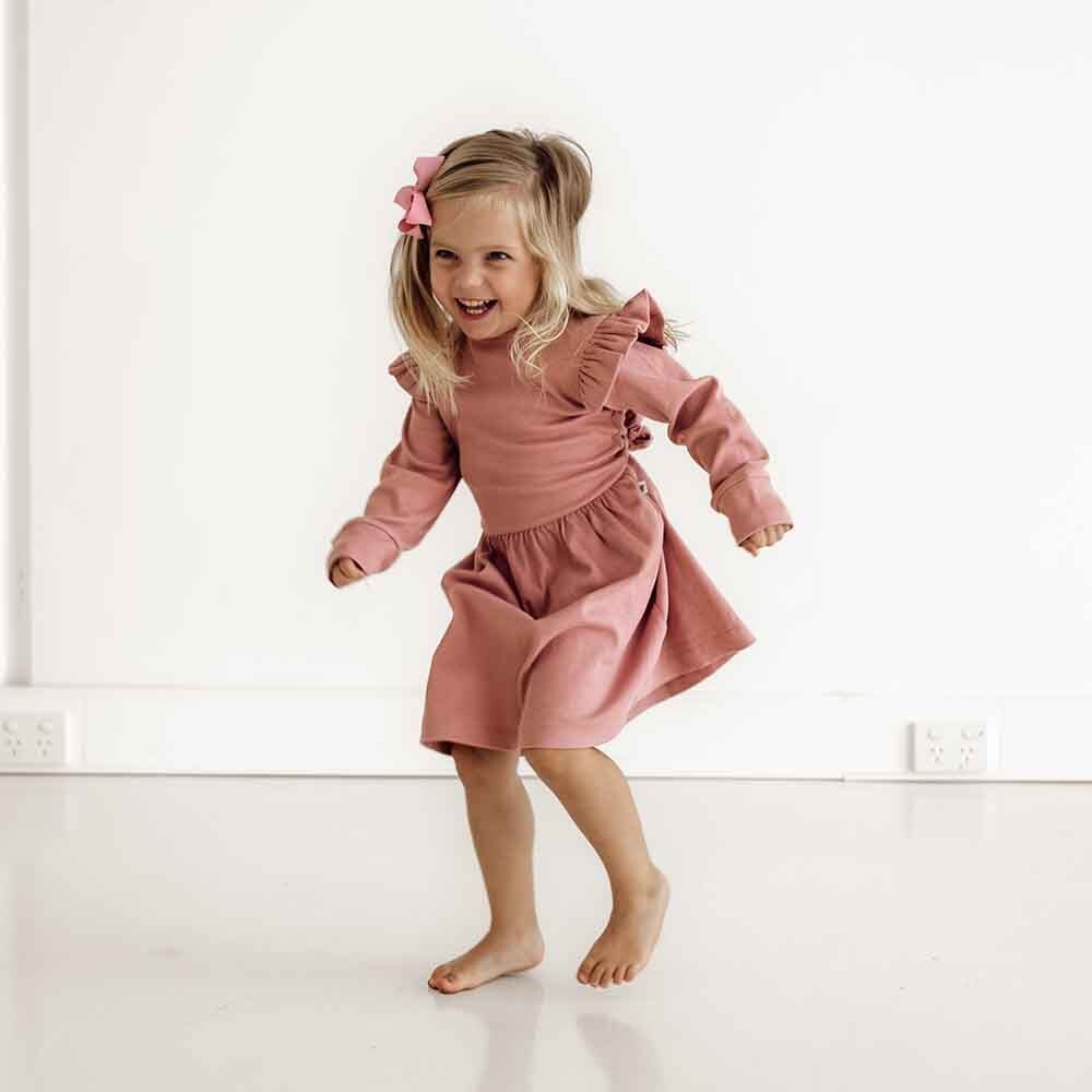 Rose Long Sleeve Organic Dress - View 6