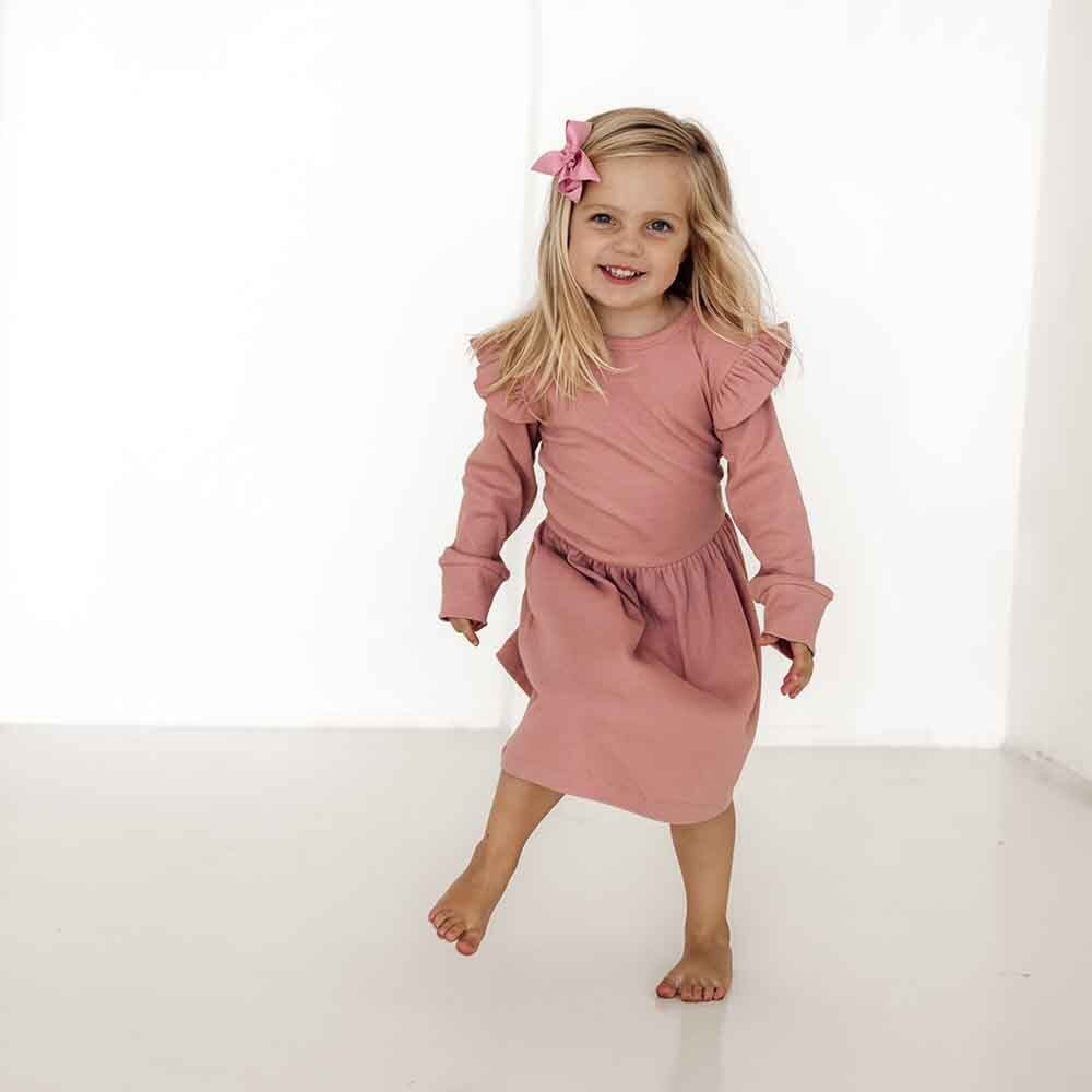 Rose Long Sleeve Organic Dress - View 7