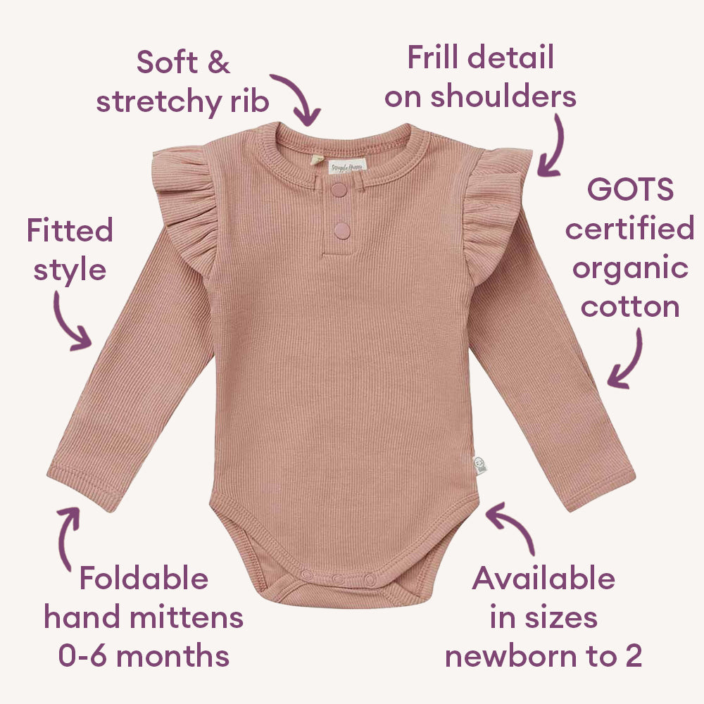 Rose Long Sleeve Organic Bodysuit - View 4