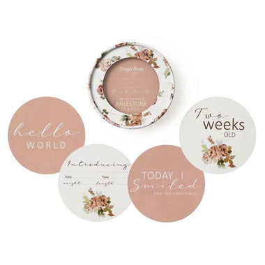 Rosebud & Pink Sand Reversible Milestone Cards-Snuggle Hunny