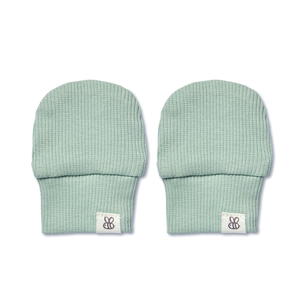 Sage Organic Cotton Rib Mittens - View 1