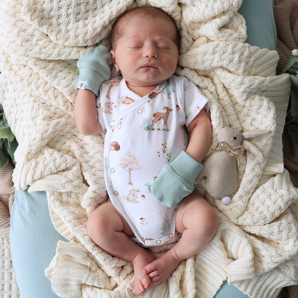 Sage Organic Cotton Rib Mittens - View 3