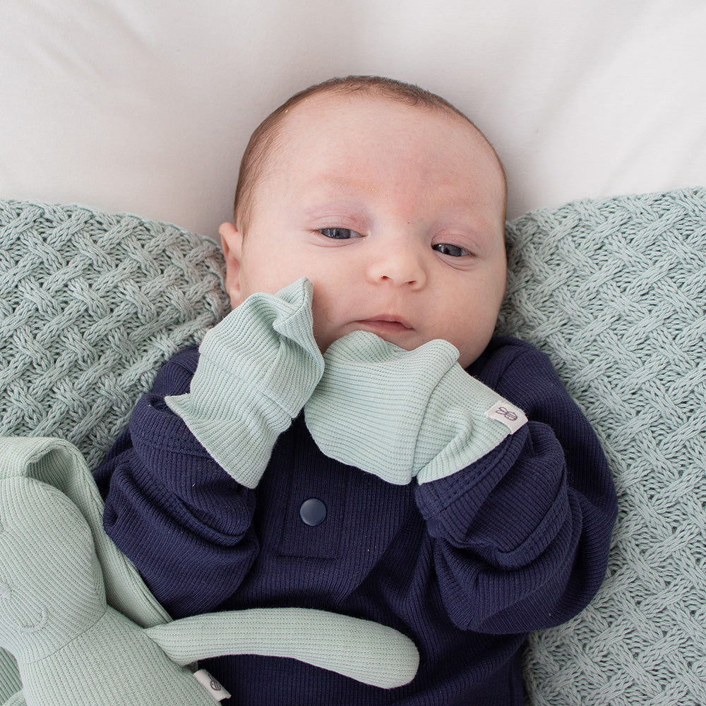 Sage Organic Cotton Rib Mittens - View 4