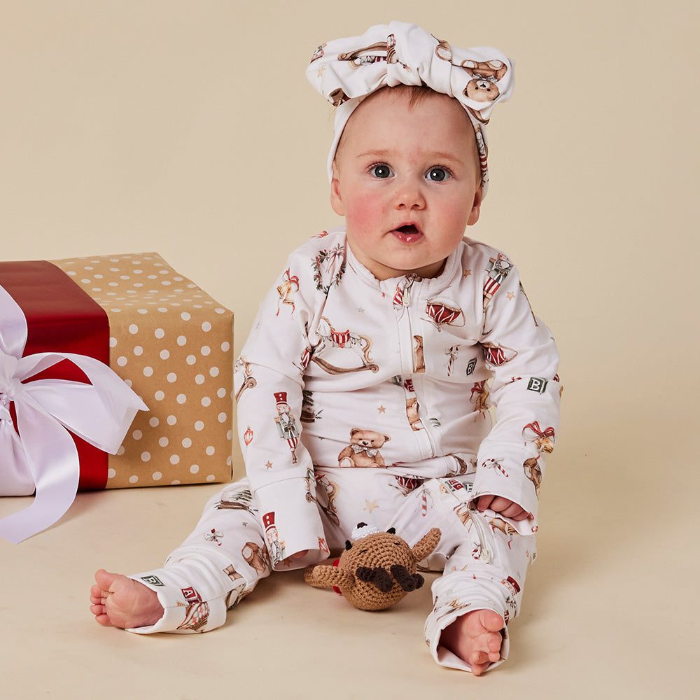 Santa's Toy Shop Organic Snugglesuit Convertible Romper - View 5