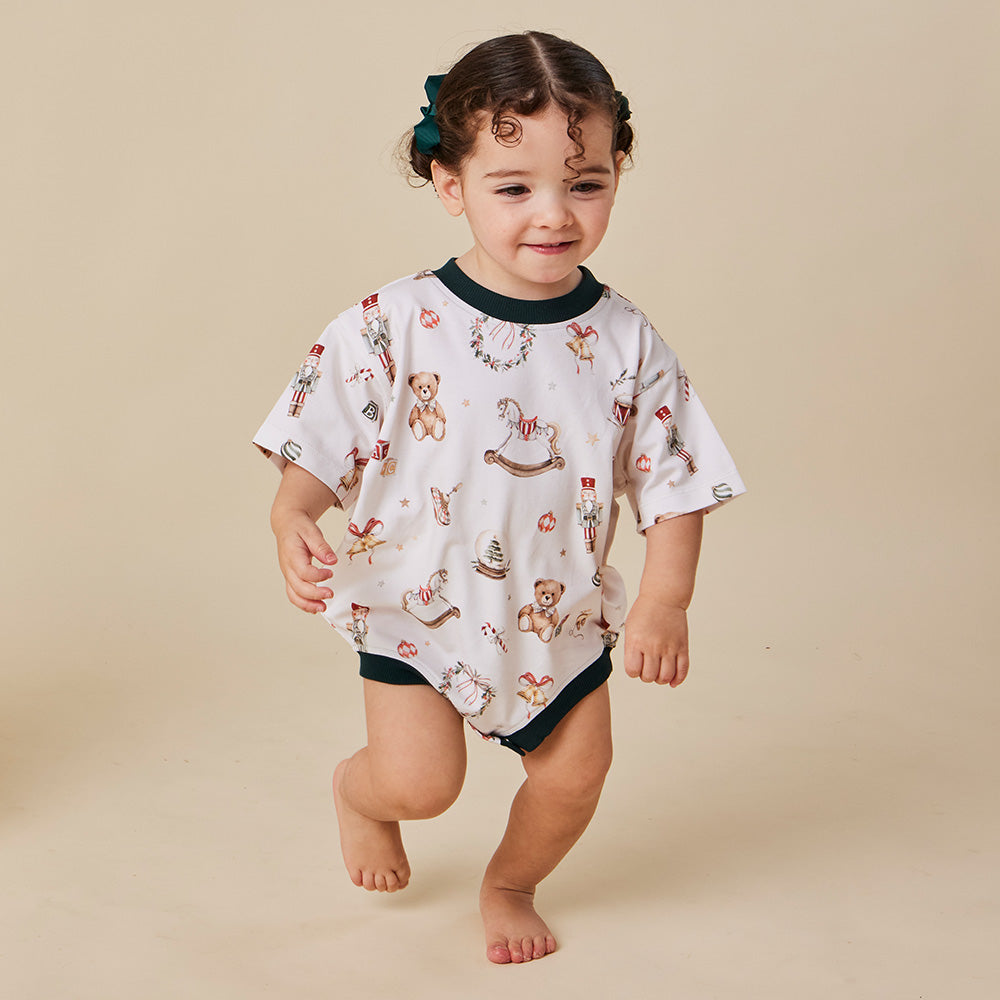 Santa's Toy Shop Organic Oversized Romper - View 3