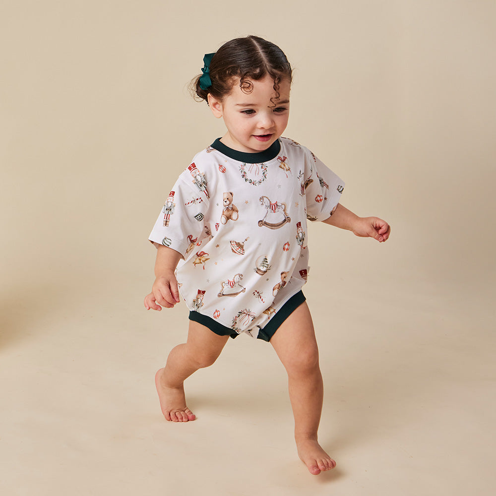 Santa's Toy Shop Organic Oversized Romper - View 7