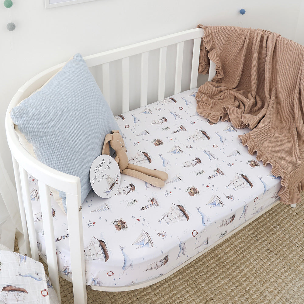 Set Sail Organic Fitted Cot Sheet - View 1