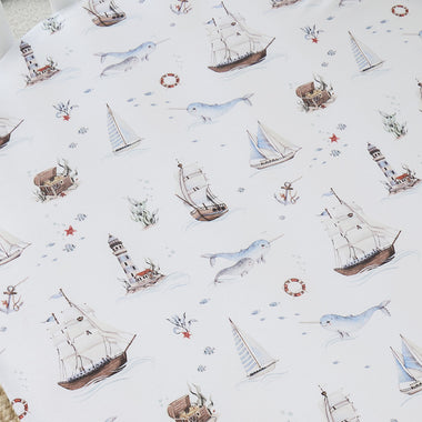 Set Sail Organic Fitted Cot Sheet | Snuggle Hunny