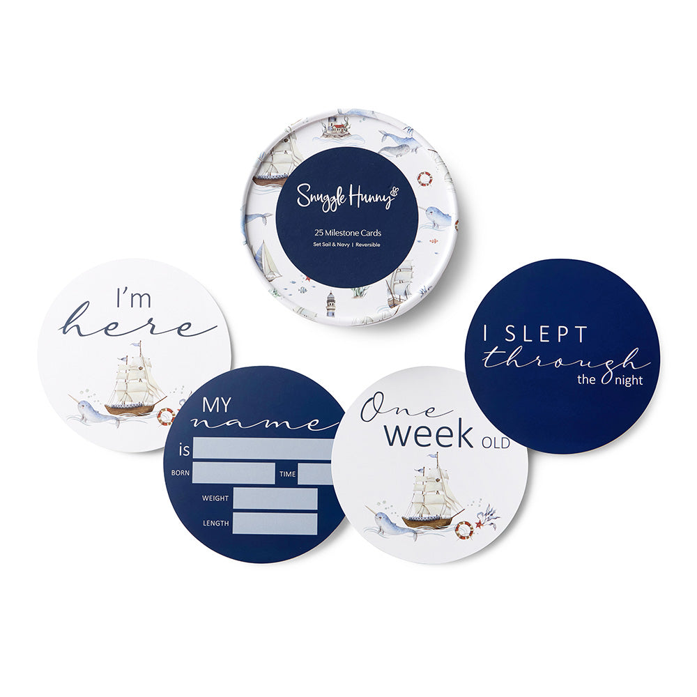 Set Sail & Navy Reversible Milestone Cards - View 1