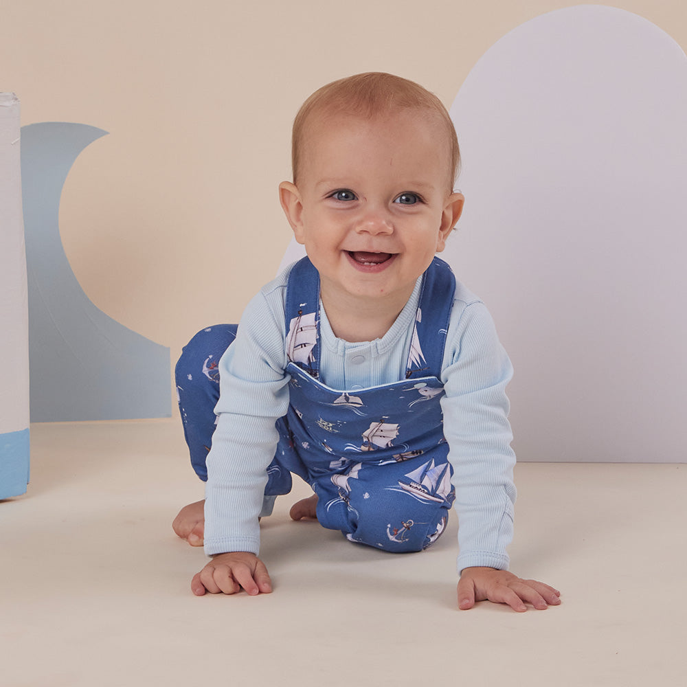 Baby Blue Long Sleeve Organic Bodysuit - View 4