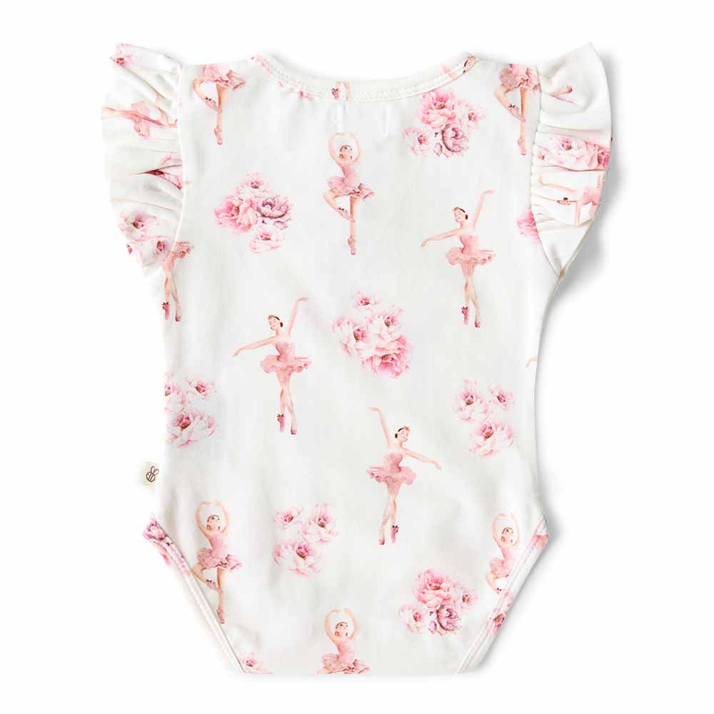 Ballerina Short Sleeve Organic Bodysuit with Frill - View 4