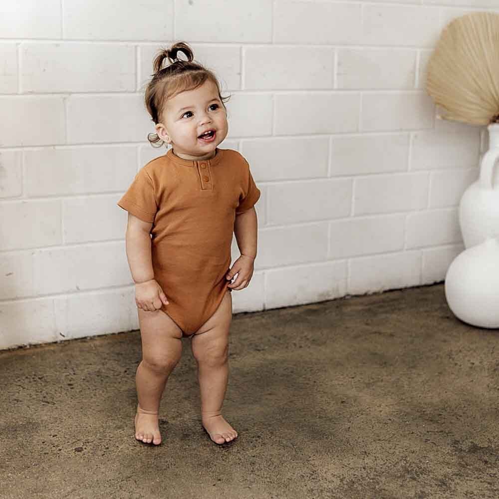 Chestnut Short Sleeve Organic Bodysuit - View 10