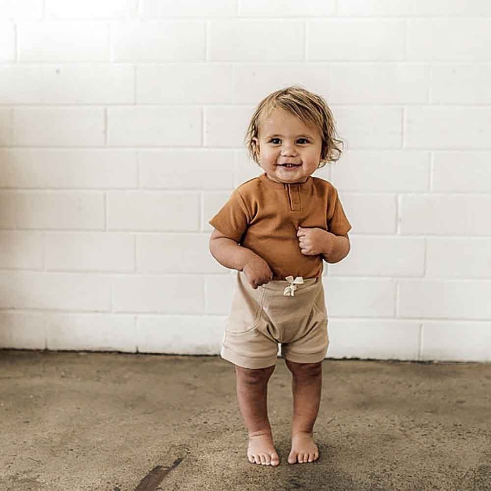 Chestnut Short Sleeve Organic Bodysuit - View 3