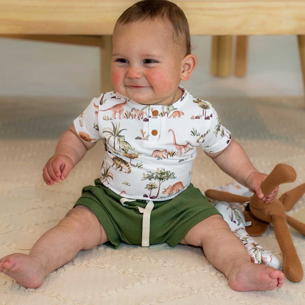 Dino Short Sleeve Organic Bodysuit - View 12